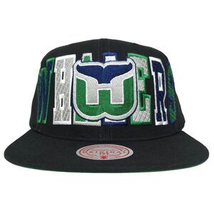 Hartford Whalers Mitchell & Ness NHL Snapback Hat Cap 3D Logo Big Word Black NWT